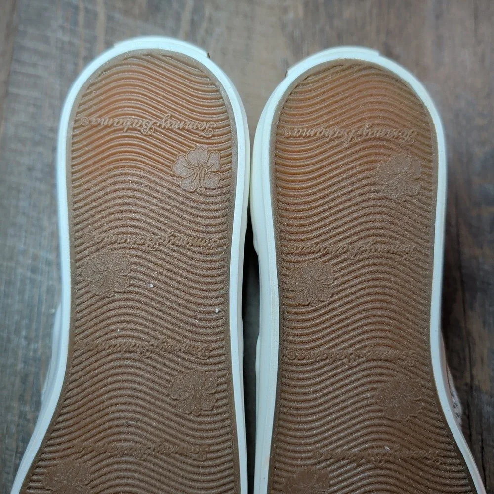 Tommy Bahama Slip On Sneakers Womens 7.5 Blue White Striped Canvas Low Top